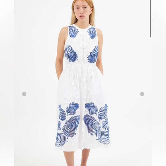 Tanya Taylor White & Blue Eyelet Dress - Picture 2 of 7